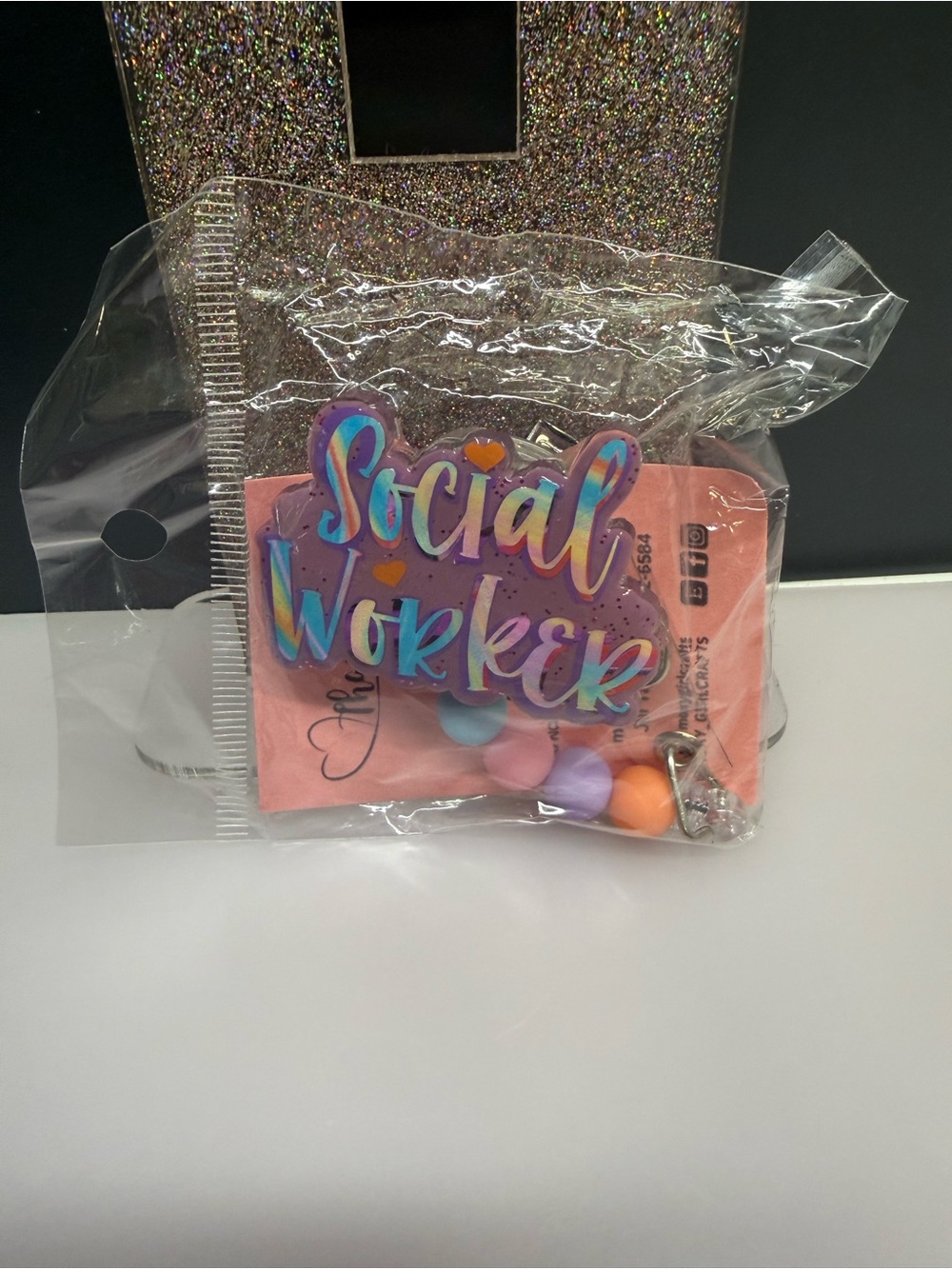 Social Worker badge reel - Multicolor Acrylic